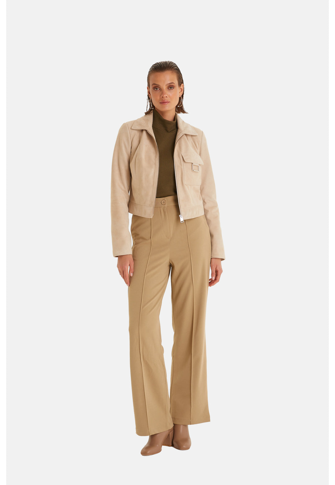 Women's Fashion Jacket, Suede Beige