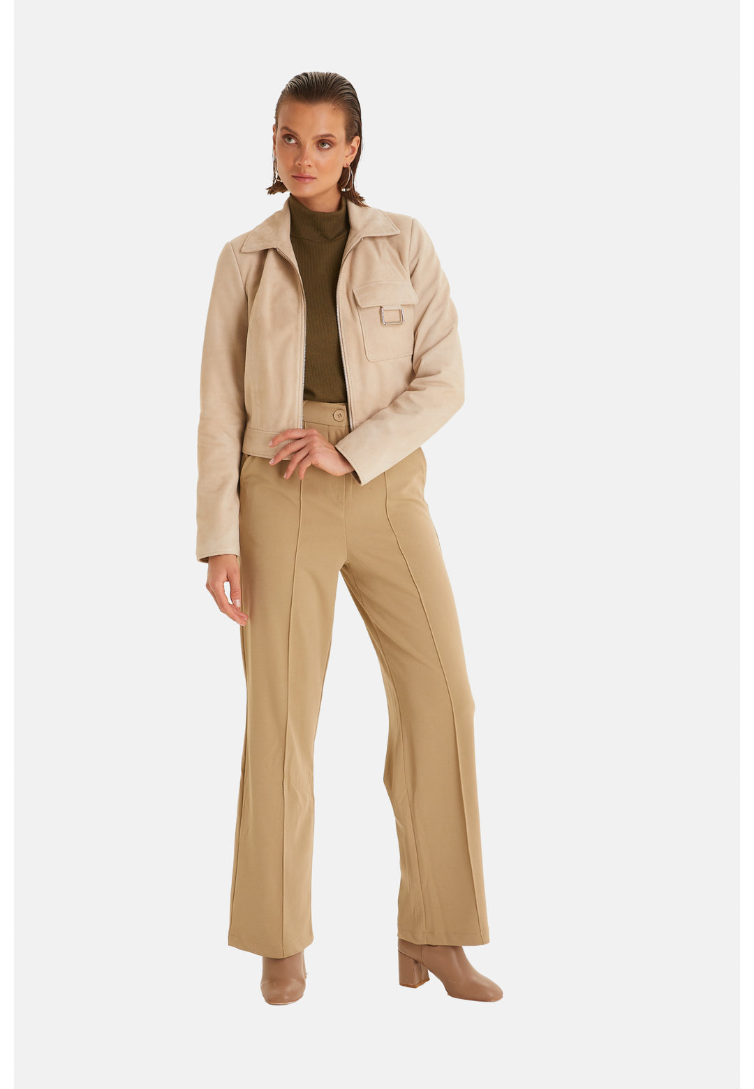 Women's Fashion Jacket, Suede Beige