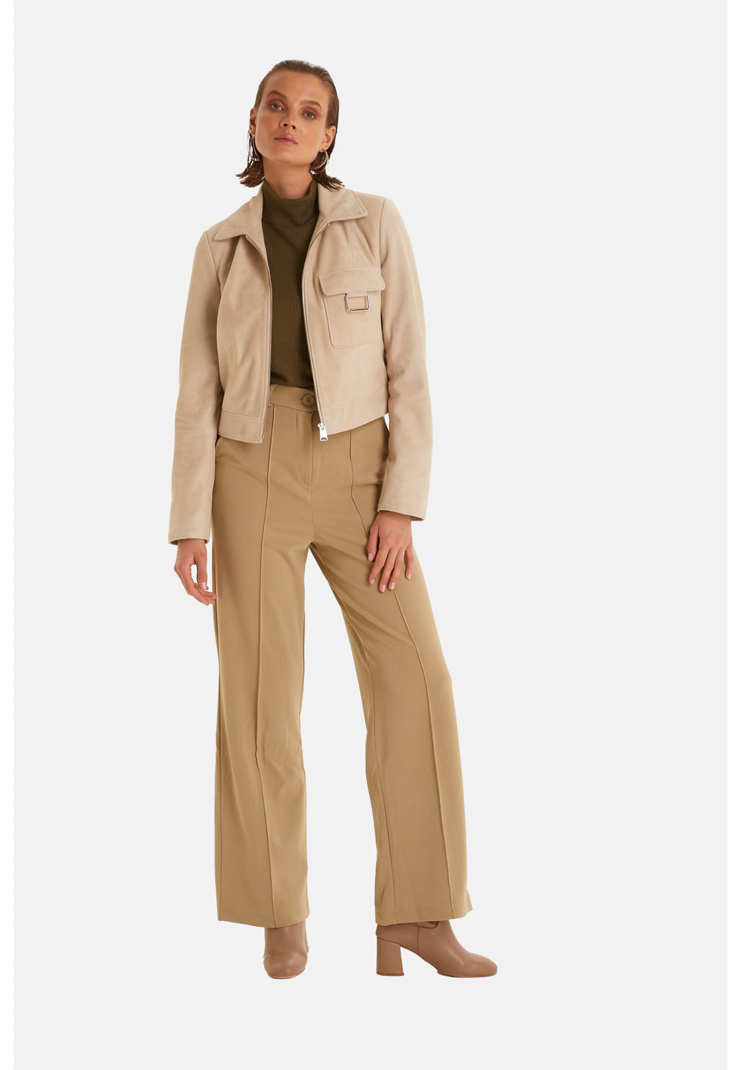 Women's Fashion Jacket, Suede Beige