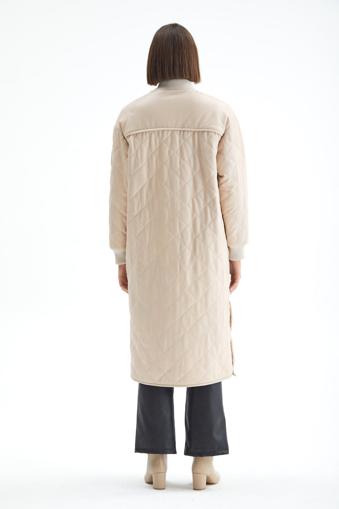 Genuine Leather Trench Coat Beige