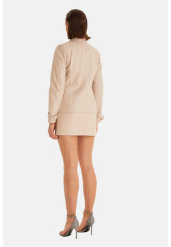 Image of Women's Safari Jacket, Beige Leather