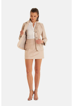 Image of Women's Safari Jacket, Beige Leather