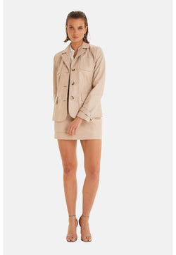 Image of Women's Safari Jacket, Beige Leather