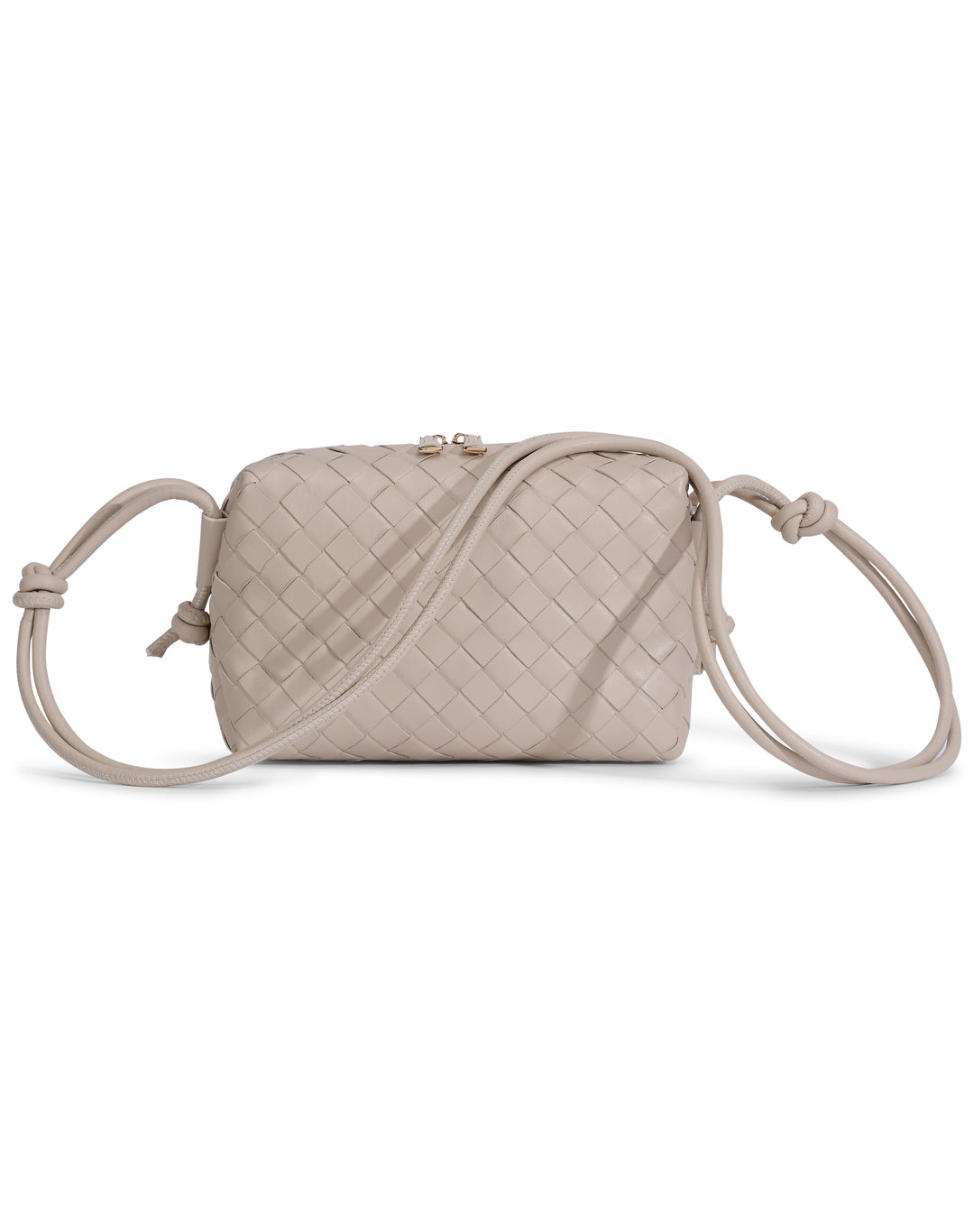 Oxford Beige Woven Leather Crossbody Bag