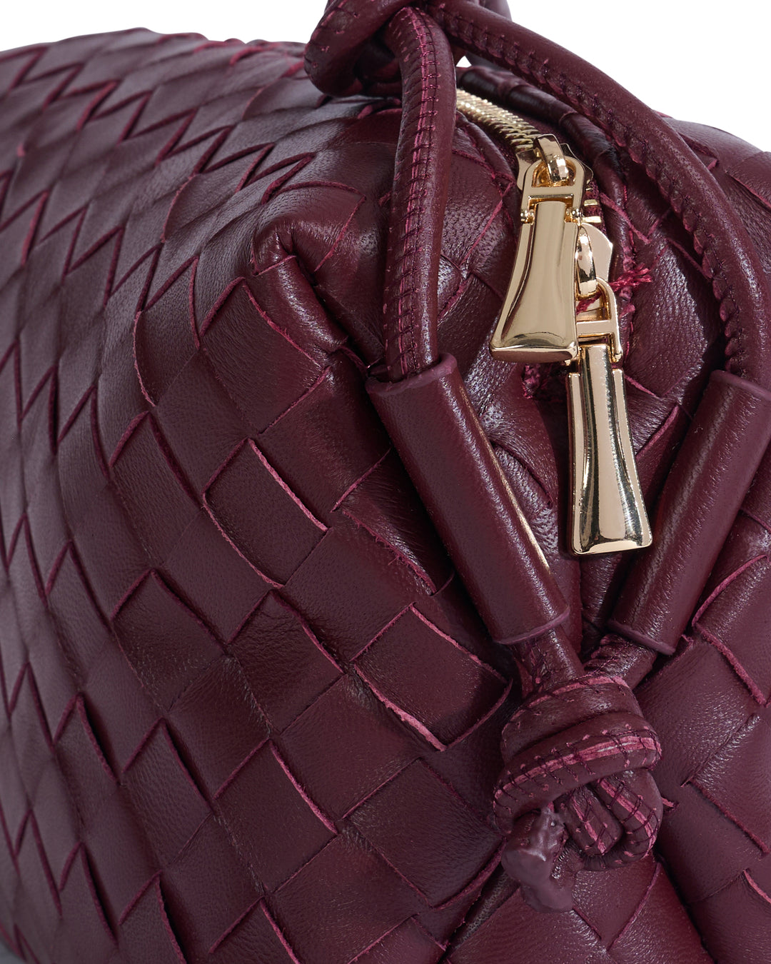 Oxford Burgundy Woven Leather Crossbody Bag