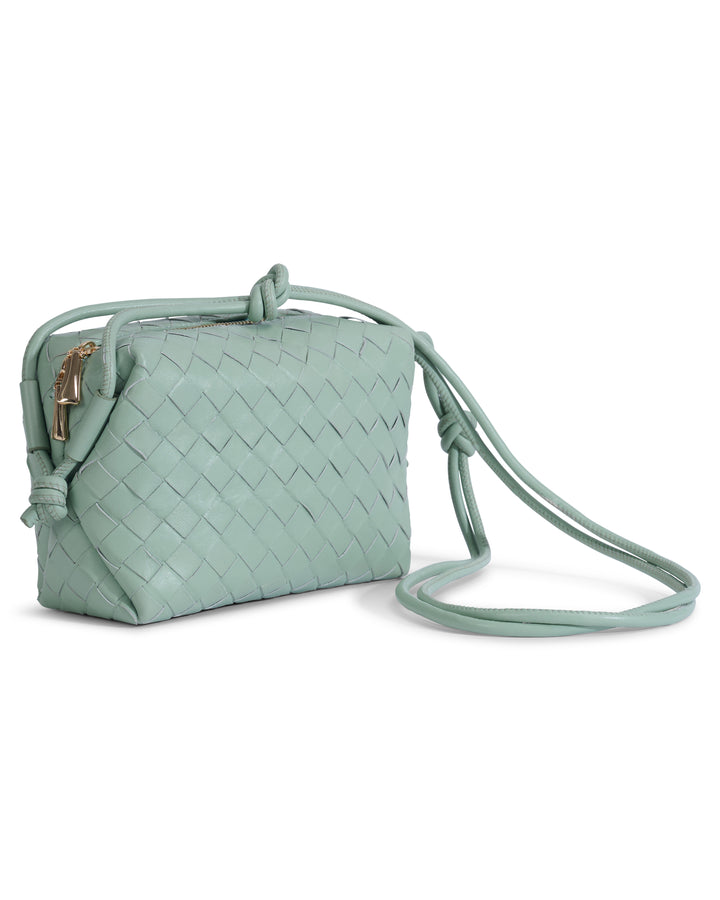 Oxford Pastel Green Woven Leather Crossbody Bag