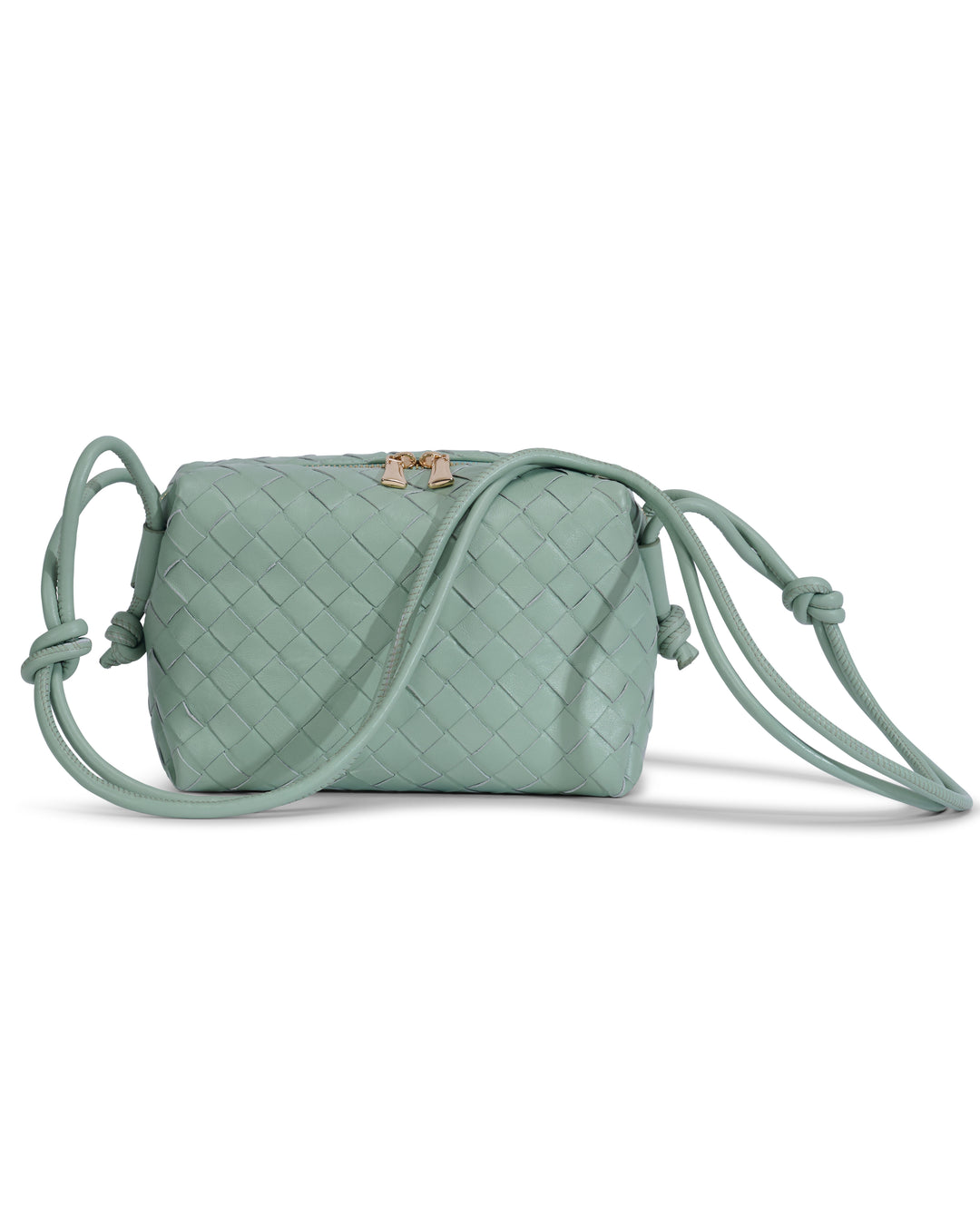 Oxford Pastel Green Woven Leather Crossbody Bag