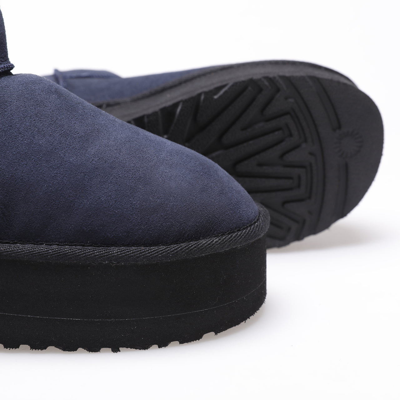 Women's Mini Sheepskin Boots, Navy Suede