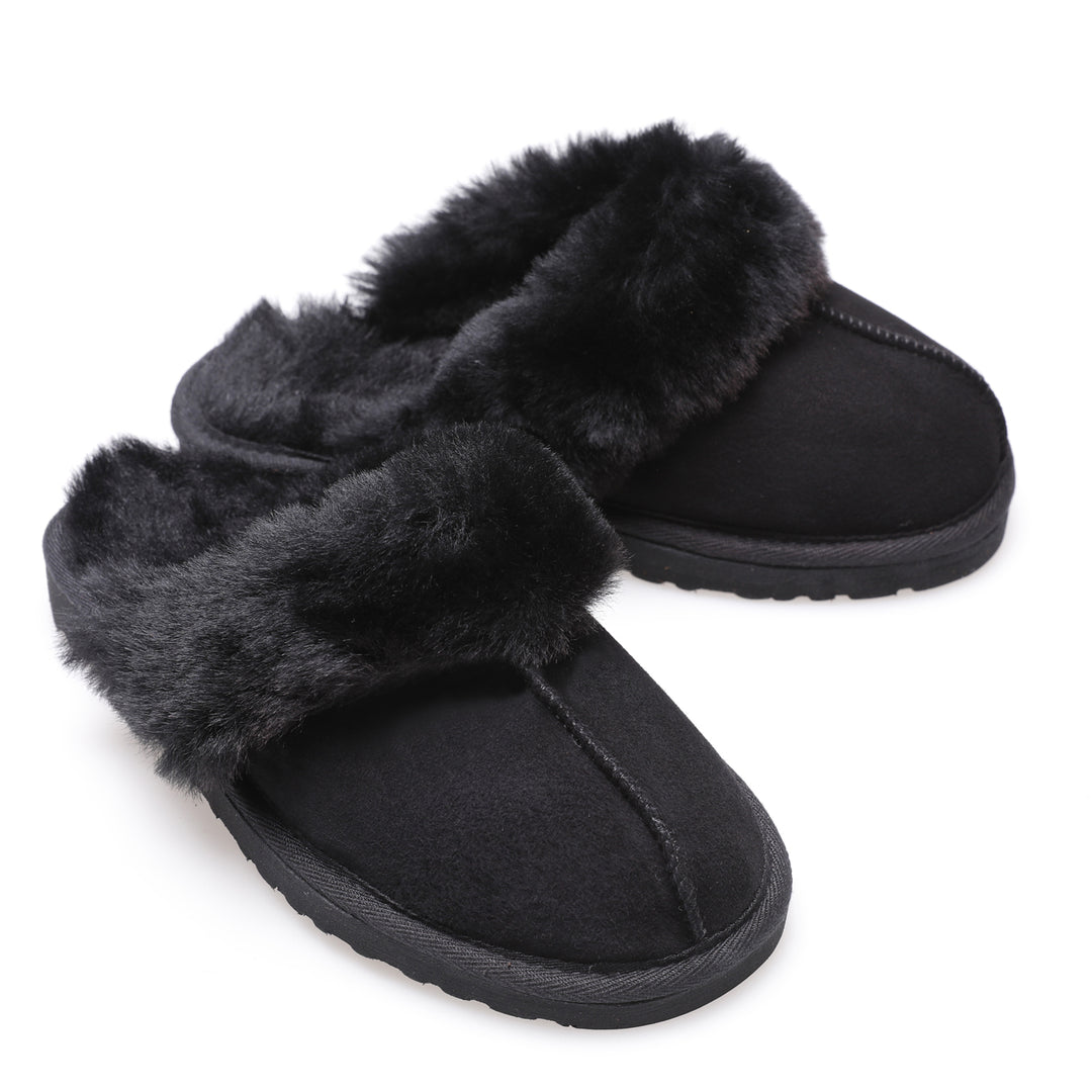 Women's Sheepskin Slip-on, Black Suede