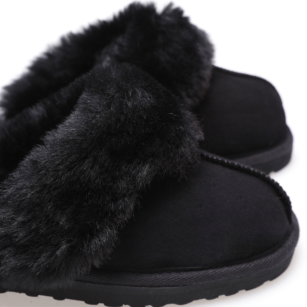 Women's Sheepskin Slip-on, Black Suede