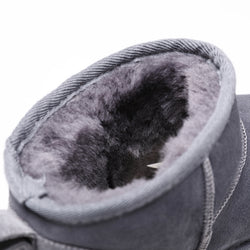 Image of Women's Mini Sheepskin Boots, Grey Suede