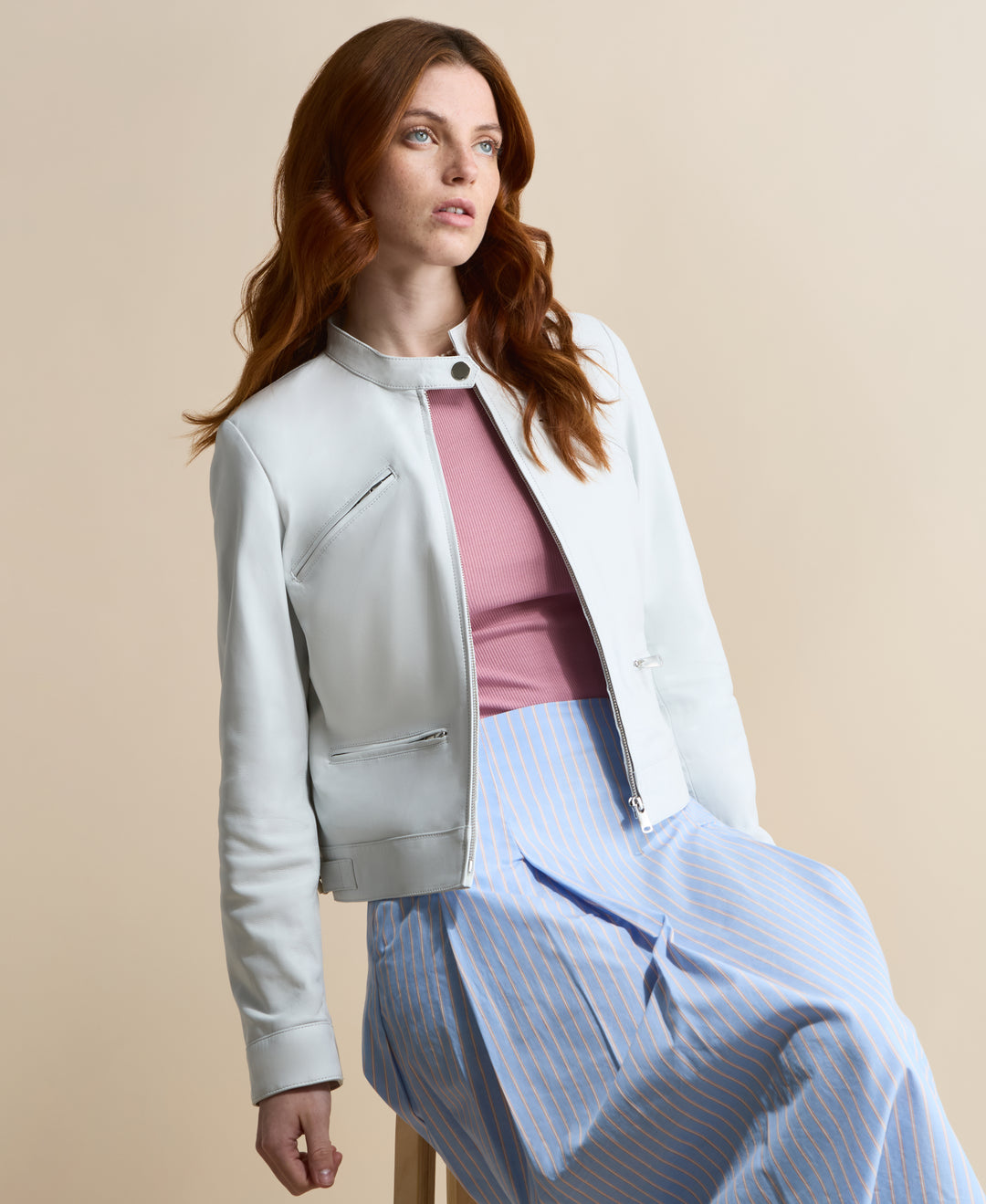 Blair White Leather Jacket