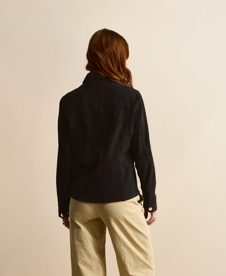 Sabine Black Suede Shirt Jacket