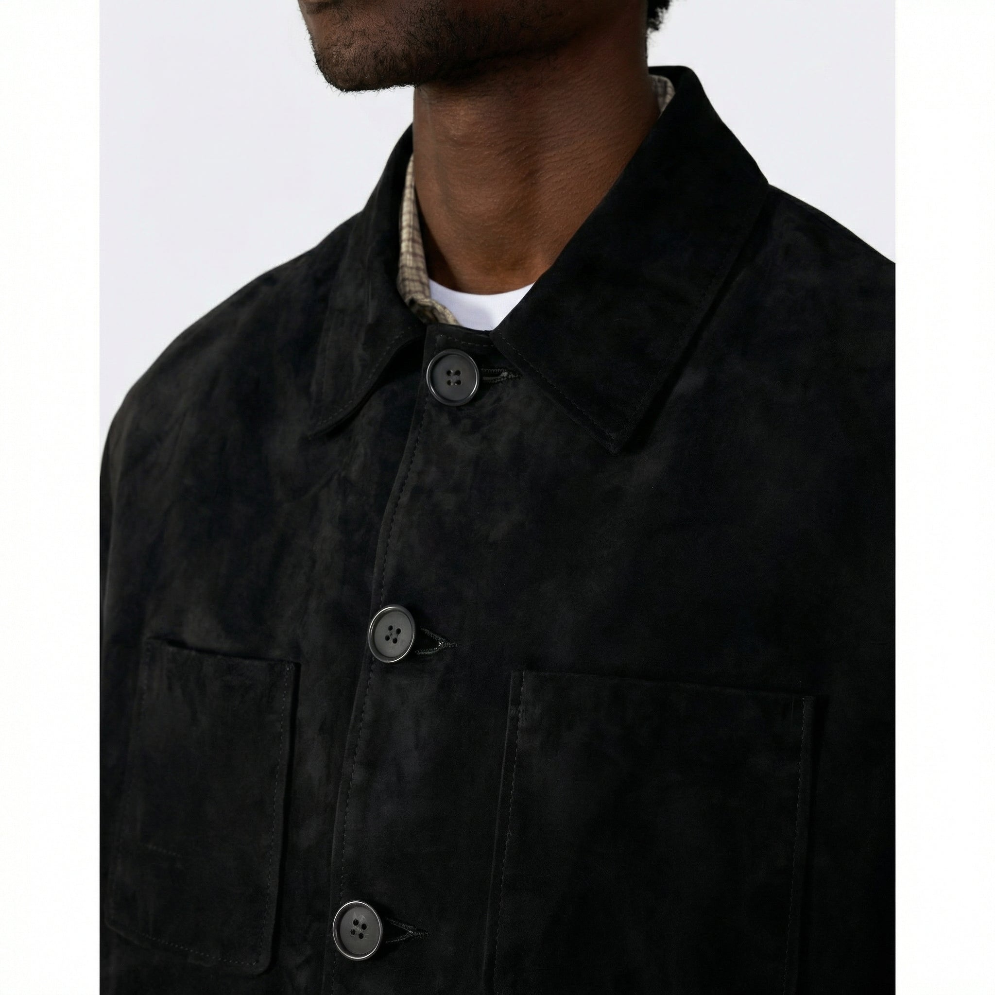 Men's Black Suede Chore Jacket | FURNIQ UK