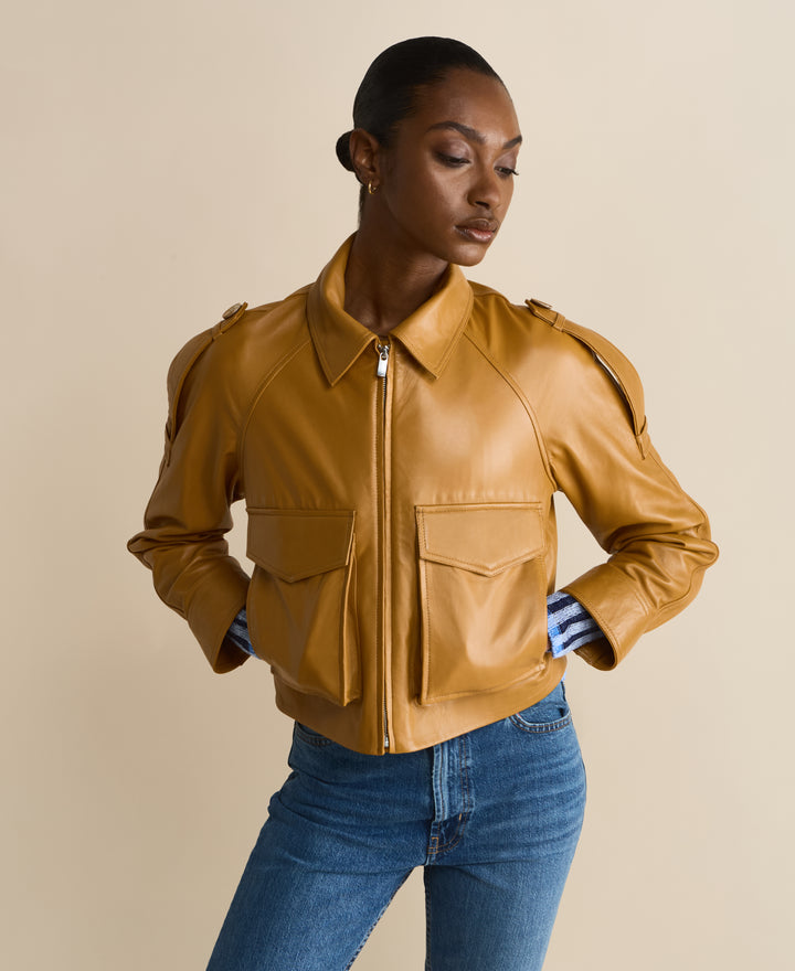 Rose Caramel Leather Jacket