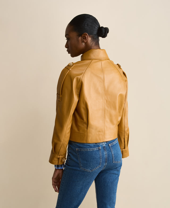 Rose Caramel Leather Jacket