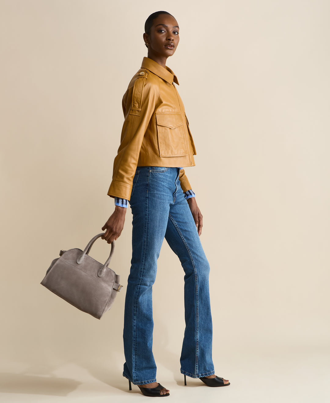 Rose Caramel Leather Jacket