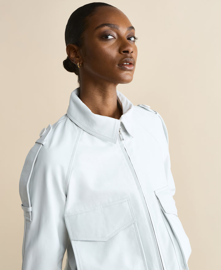 Rose White Leather Jacket