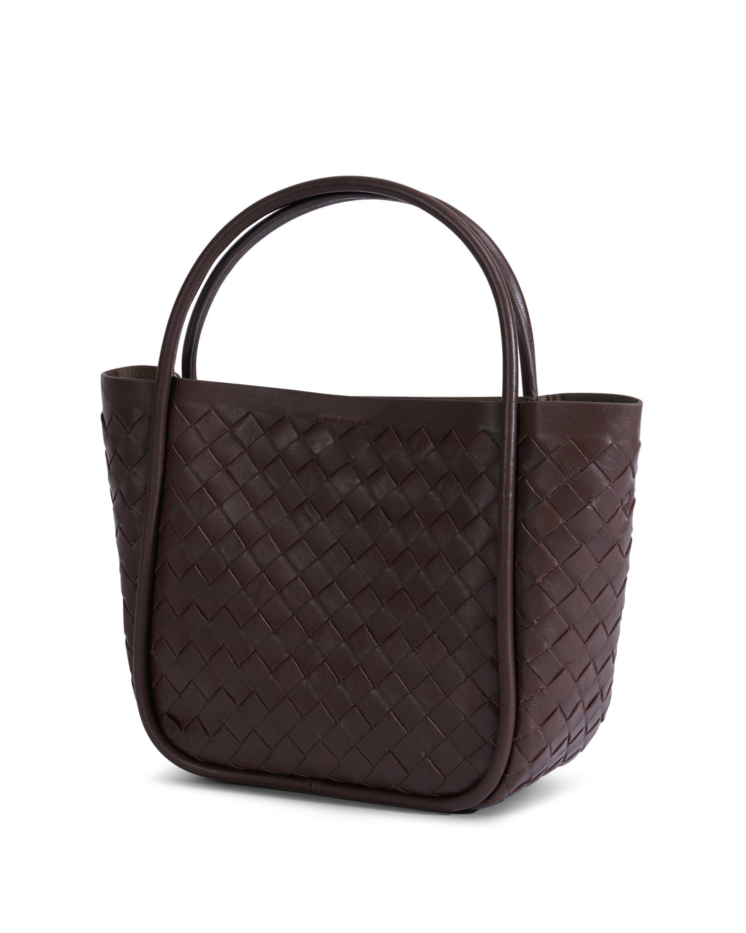 Portland Brown Woven Leather Top Handle Bag