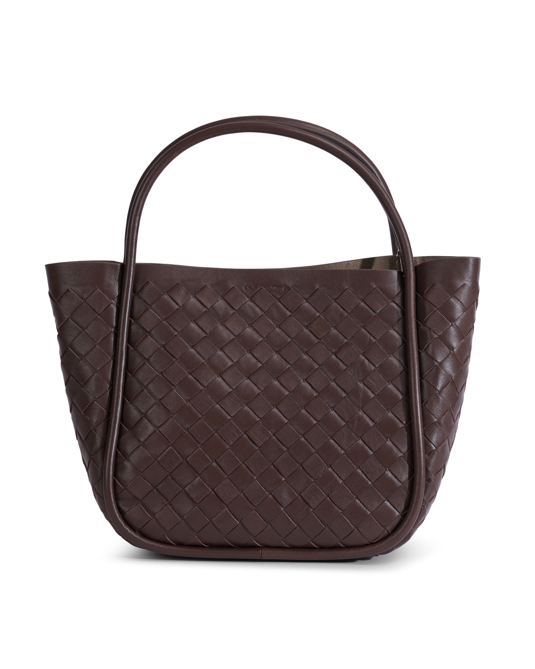 Portland Brown Woven Leather Top Handle Bag