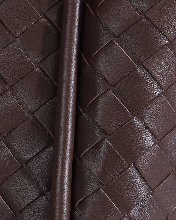 Portland Brown Woven Leather Top Handle Bag
