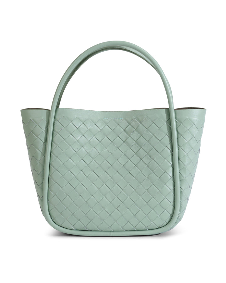 Portland Pastel Green Woven Leather Top Handle Bag