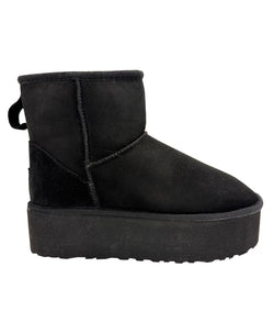 Image of Women's Half Shearling Boots, Black Suede