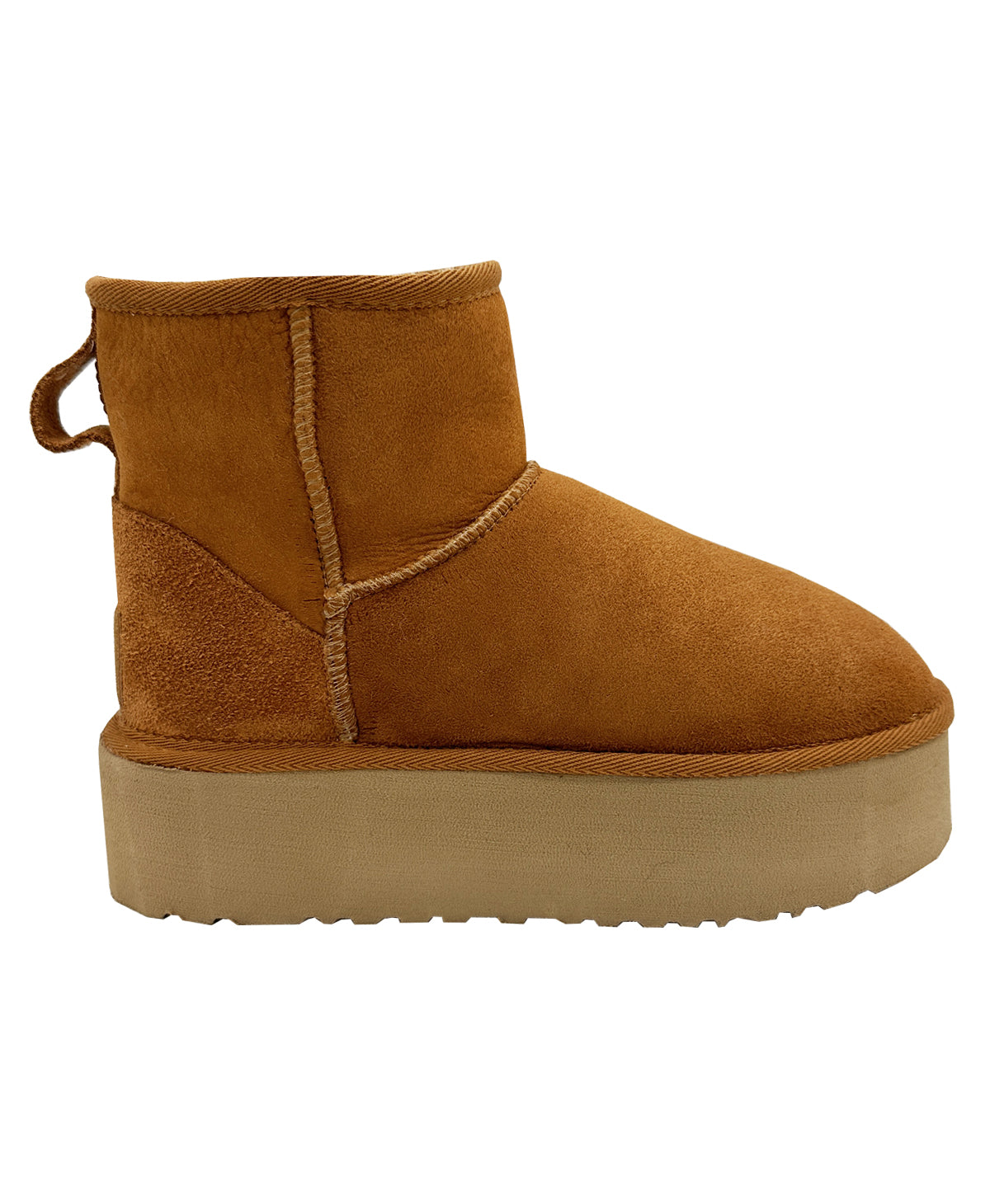 Women's Half Shearling Boots, Whiskey-White Suede