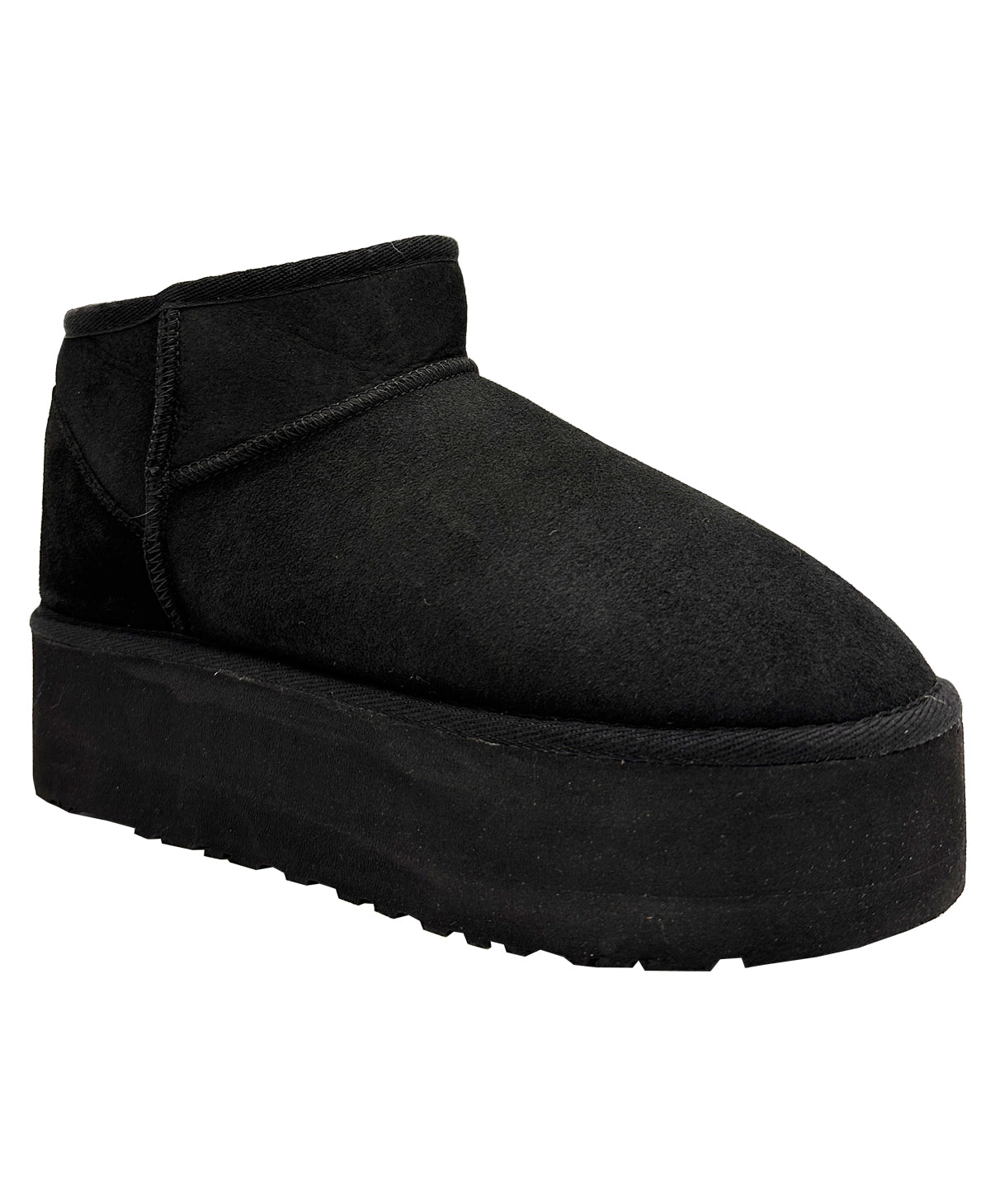 Women's Mini Sheepskin Boots, Black Suede