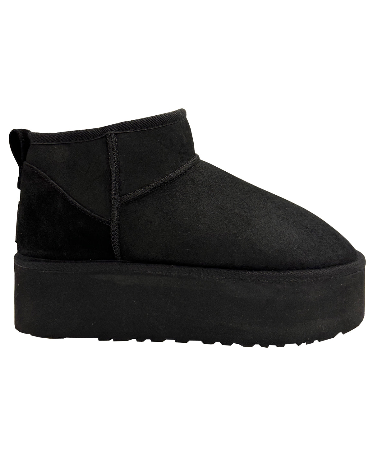 Women's Mini Sheepskin Boots, Black Suede