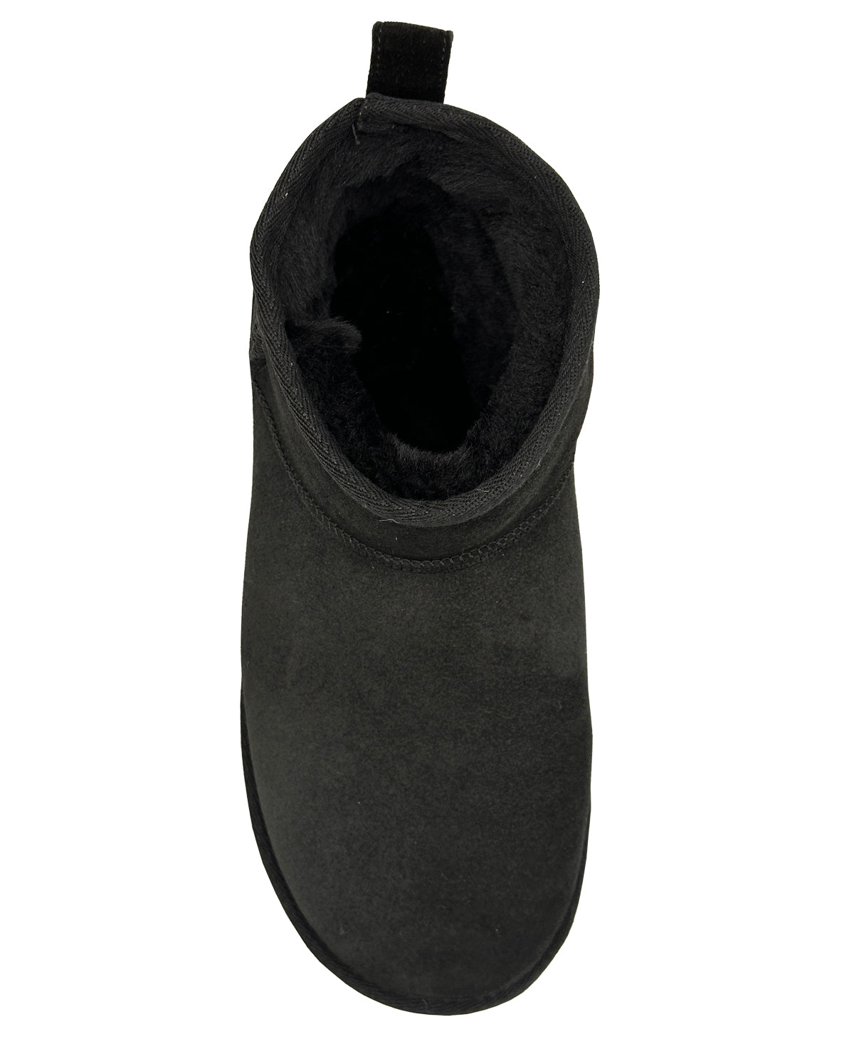 Women's Mini Sheepskin Boots, Black Suede