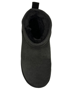 Image of Women's Mini Sheepskin Boots, Black Suede