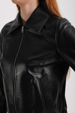 Image of Women's Leather Jacket, Black