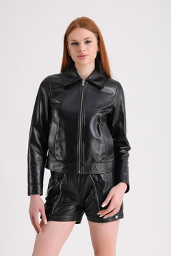 Image of Women's Leather Jacket, Black