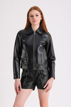 Image of Women's Leather Jacket, Black