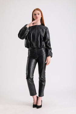 Image of Women's Leather Jacket, Black