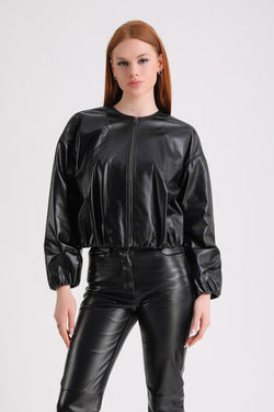 Image of Women's Leather Jacket, Black