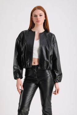 Image of Women's Leather Jacket, Black