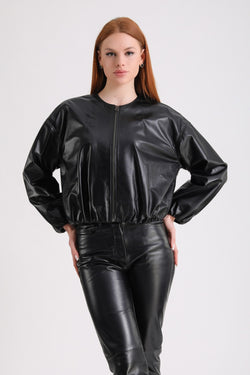 Image of Women's Leather Jacket, Black