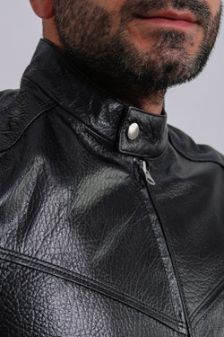 Image of Men's Leather Jacket, Black