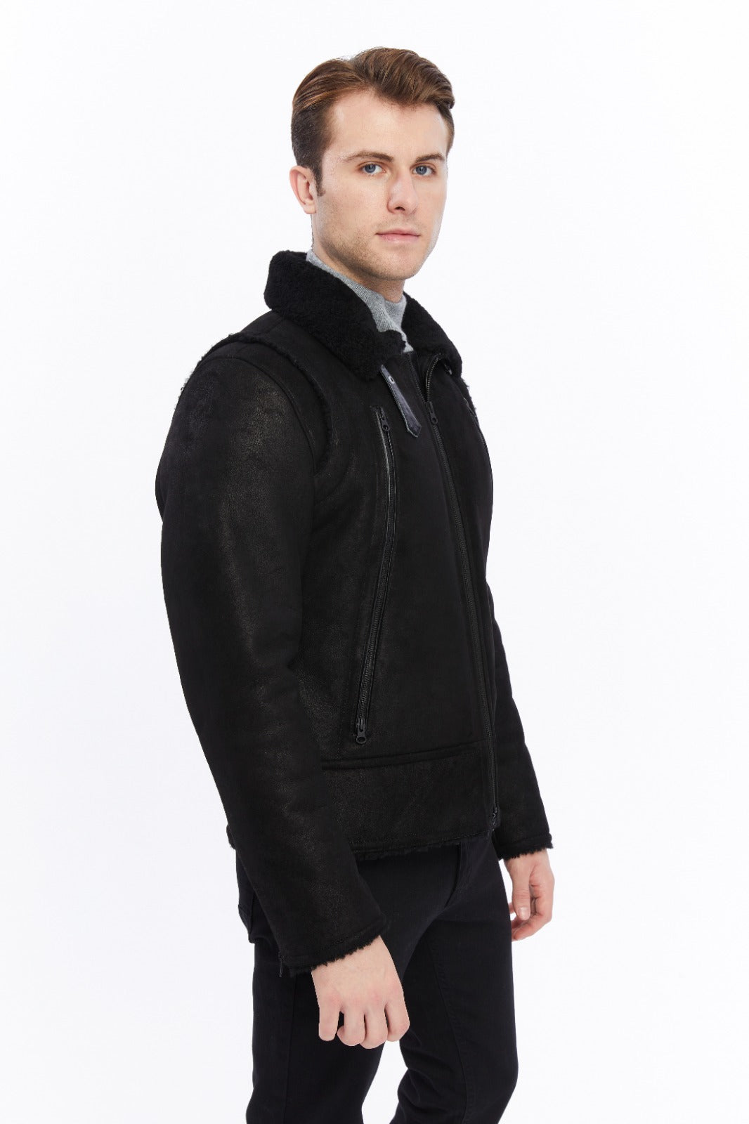 Men's Leather Shearling Jacket