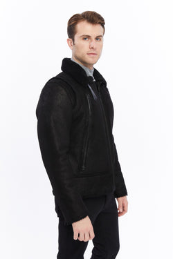 Image of Men's Leather Shearling Jacket