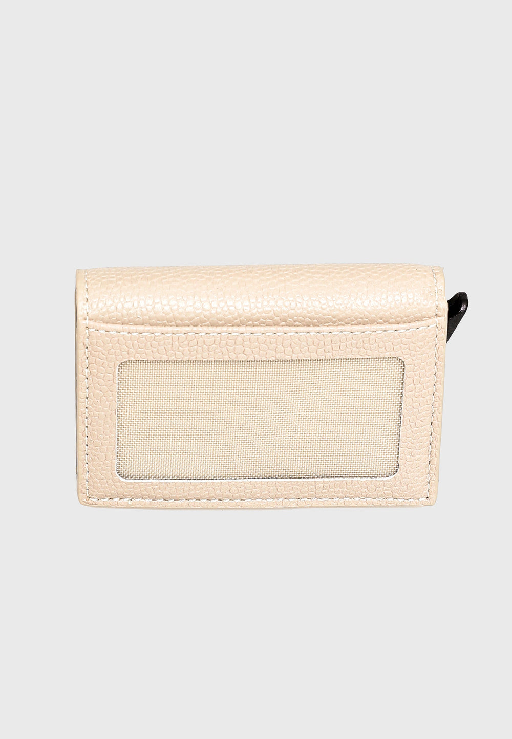 Beige caviar leather trifold card holder