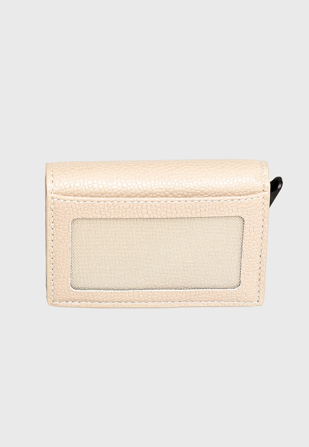 Beige caviar leather trifold card holder