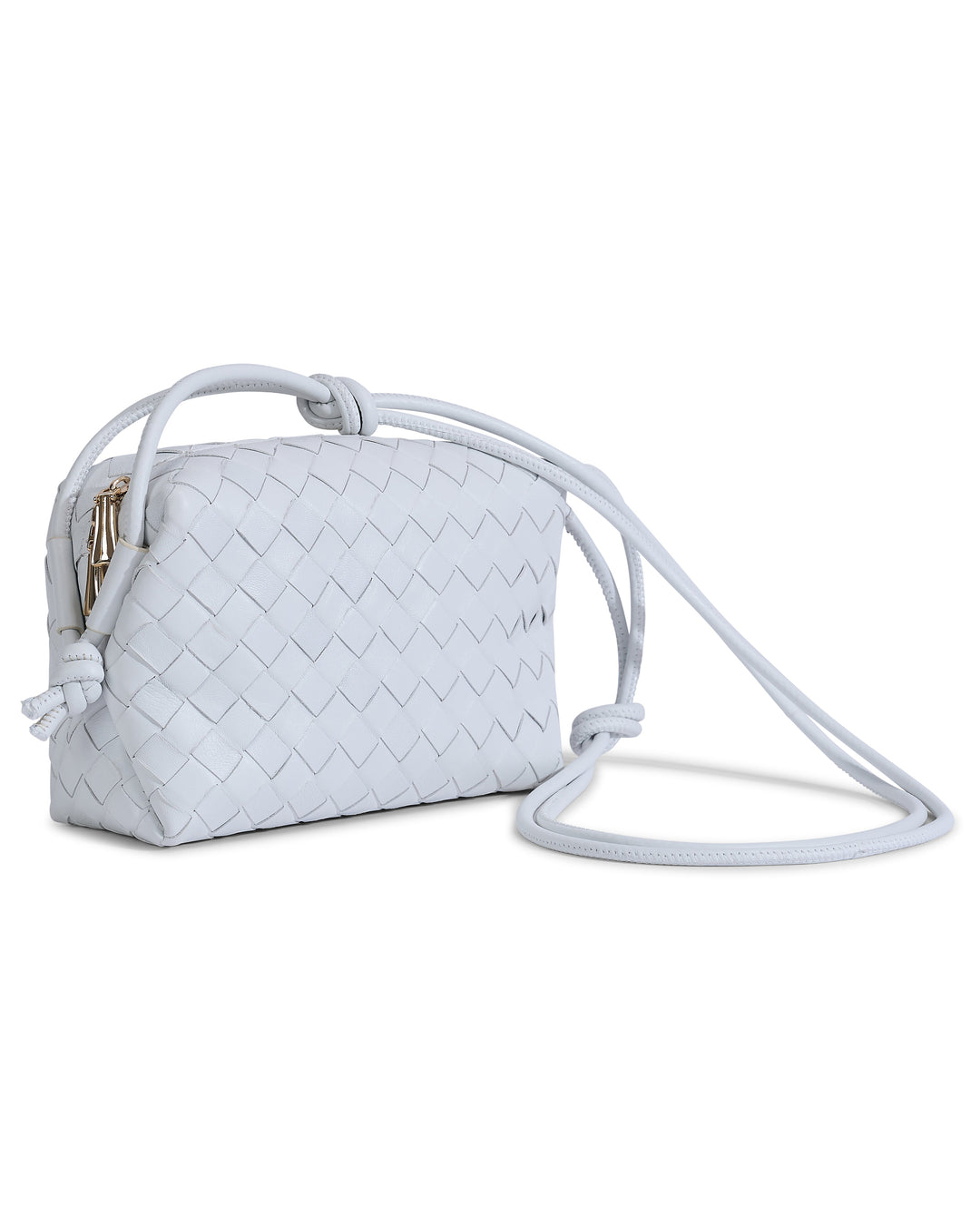 White woven leather crossbody bag