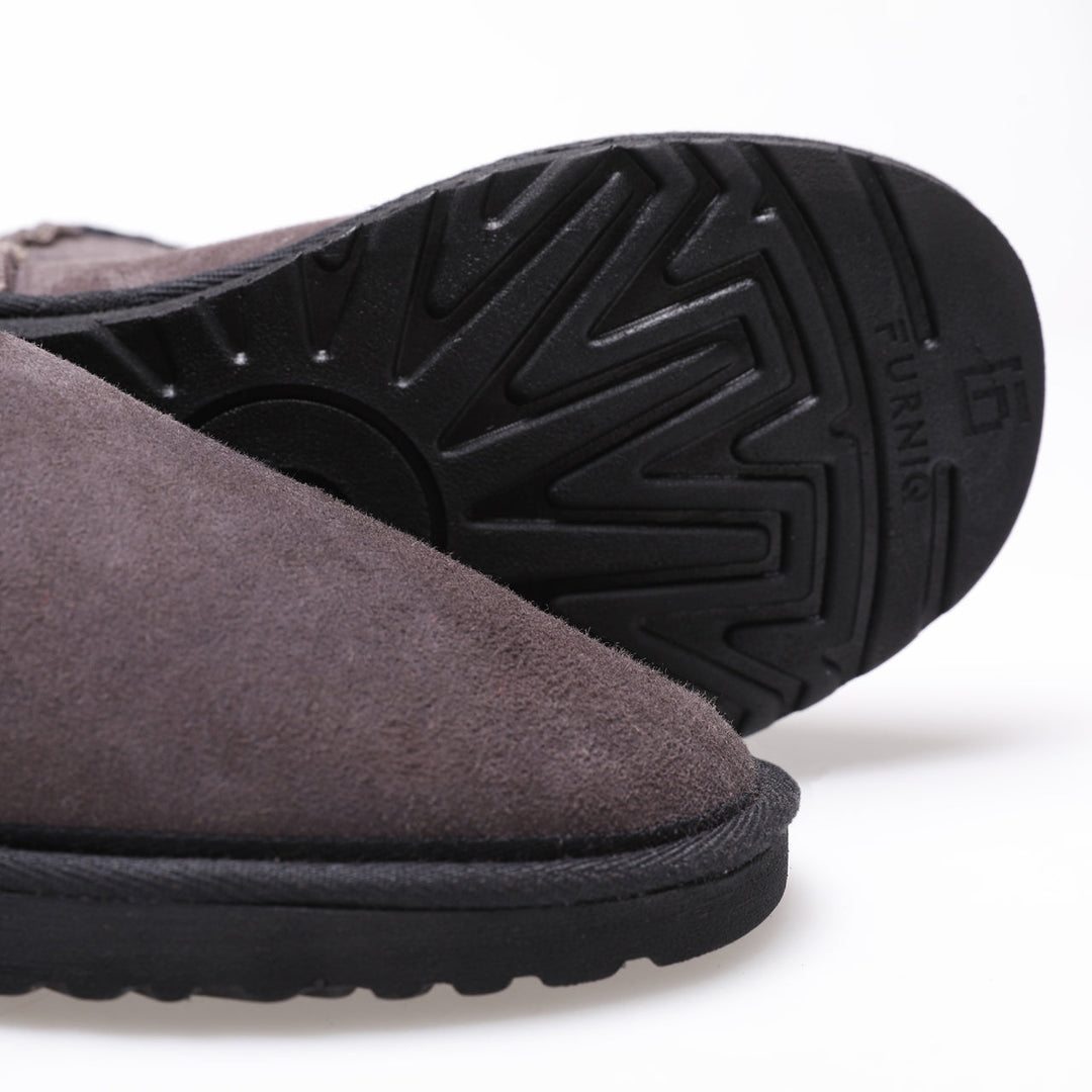 Brown suede sheepskin short boots