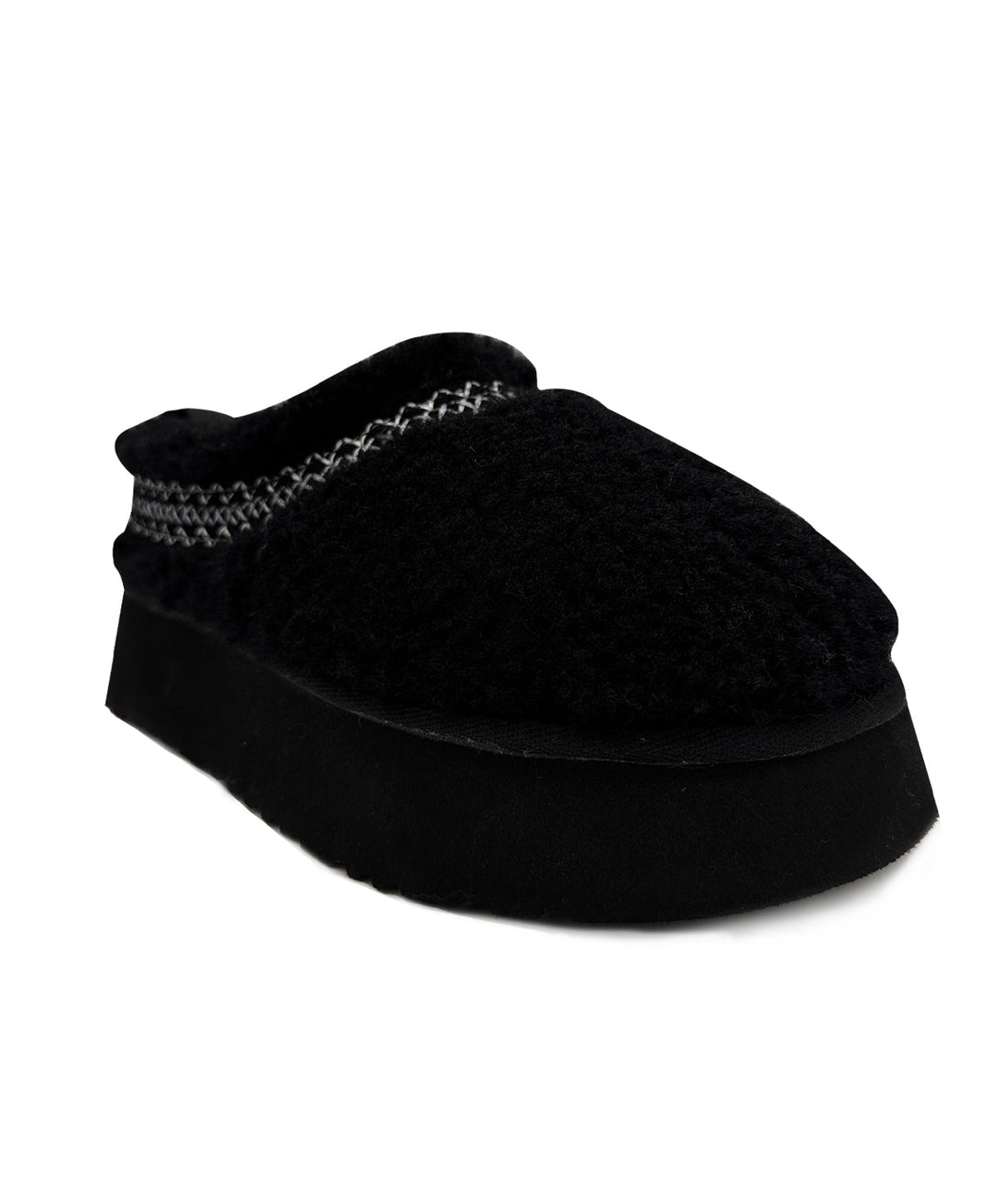 Black sheepskin suede mule slipper