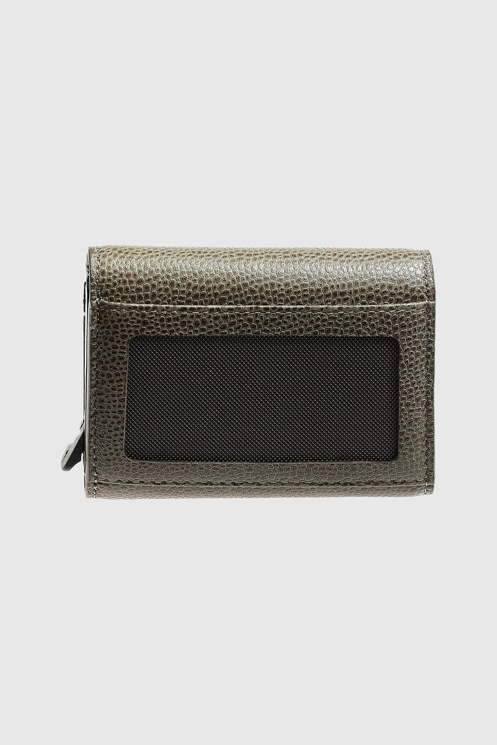 Pebbled leather card wallet with ID window