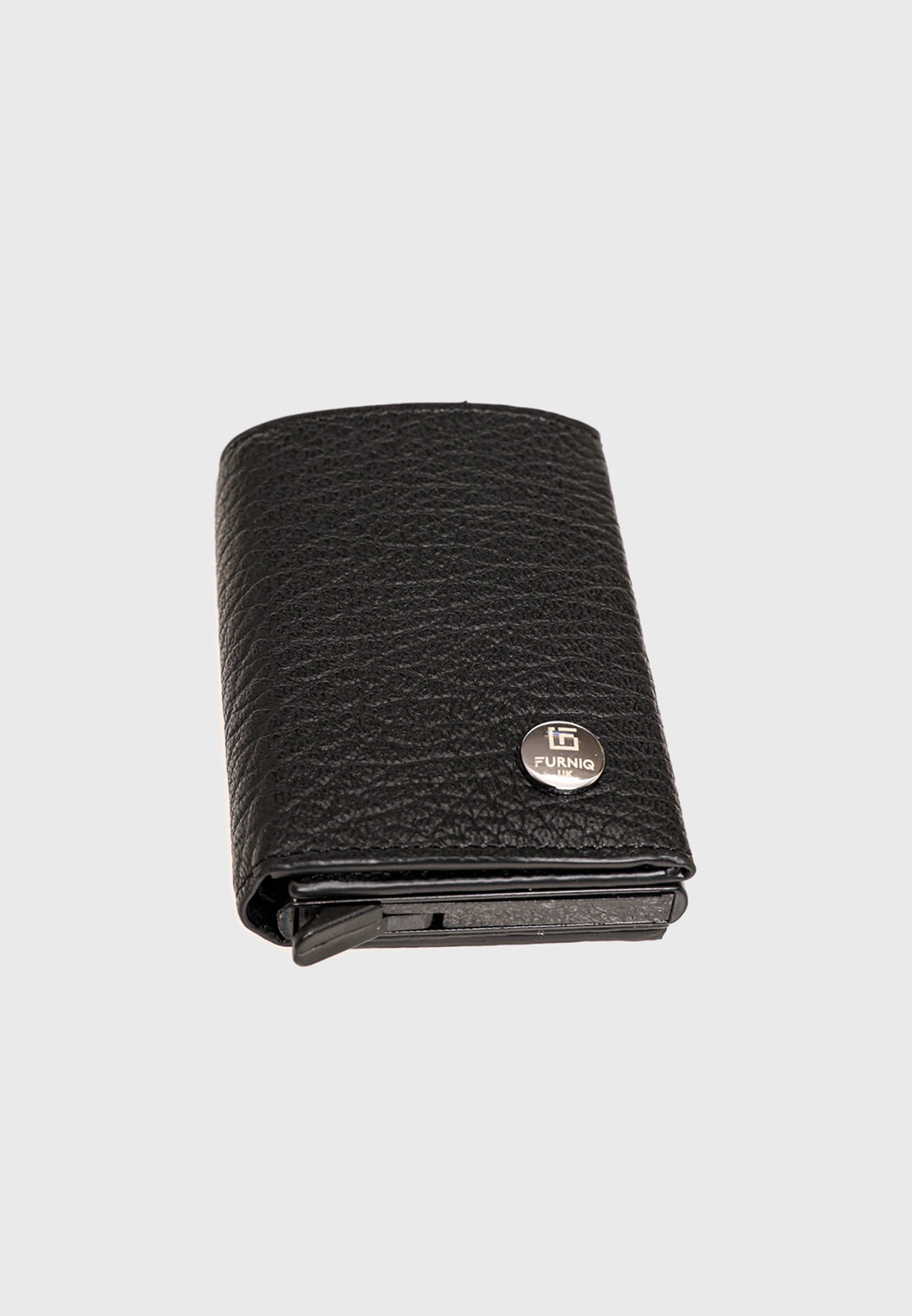 Black pebbled leather trifold card holder