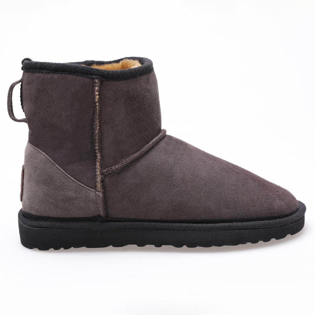 Brown suede sheepskin short boot